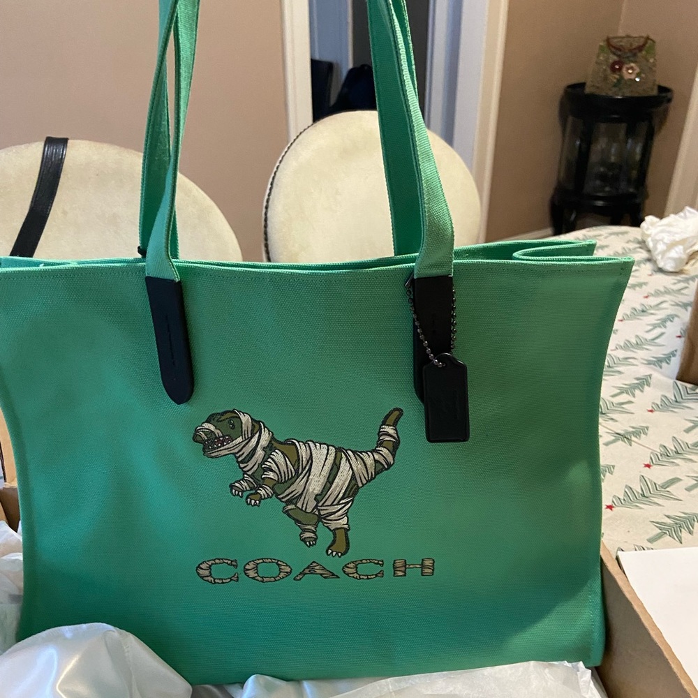 Coach NWT Michael B Jordan Mummified Rexy Tote in Green Style #C6933